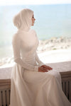 Elegant Long Hijab Wedding Dress With Beads