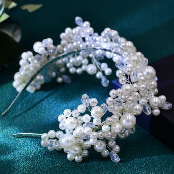 HP674 Bride Hair Pearl Crystal Headband Photography Stage Accessories