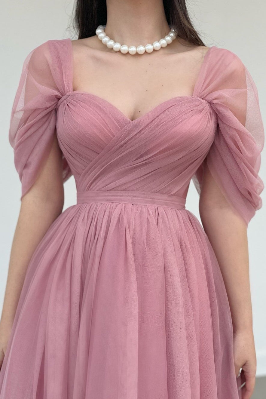 Dusty Pink Off The Shoulder A Line Prom Dresses TANYA BRIDAL Dusty Pink Off The Shoulder A Line Prom Dresses TANYA BRIDAL