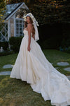#DZ9356 Vintage Taffeta A Line Long Ruffles Wedding Dress