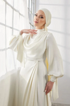 Modest Romantic Muslim Wedding Dress Soft Satin