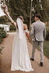 #DZ9307  Off The Shoulder A Line Chiffon Long Wedding Dress