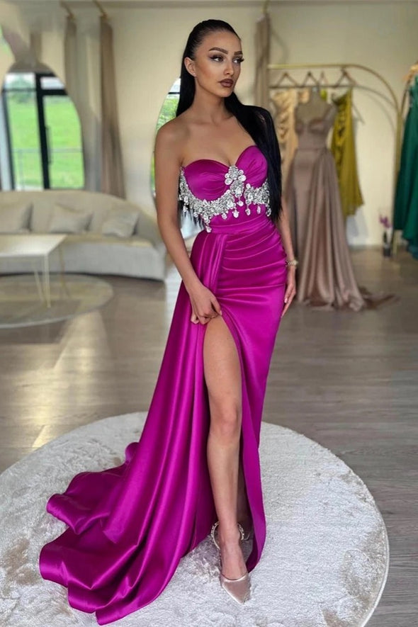 Mermaid Sexy Crystal Evening Gown Pleat Elegant