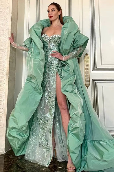 Taffeta New Fashion Lady Stage Cape Evening Coat