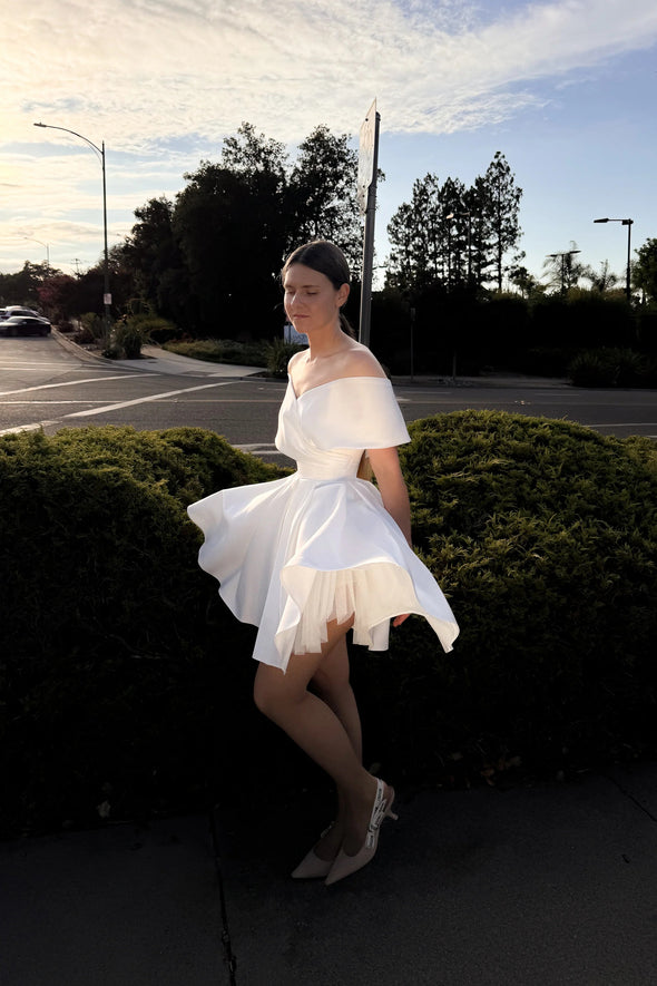 #DZ9405 Satin Wedding Dress With Overskirt