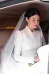 Stand Neck Long Sleeves Wedding Dress Modest Bridal Gown