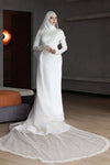 Elegant Long Hijab Wedding Dress With Beads