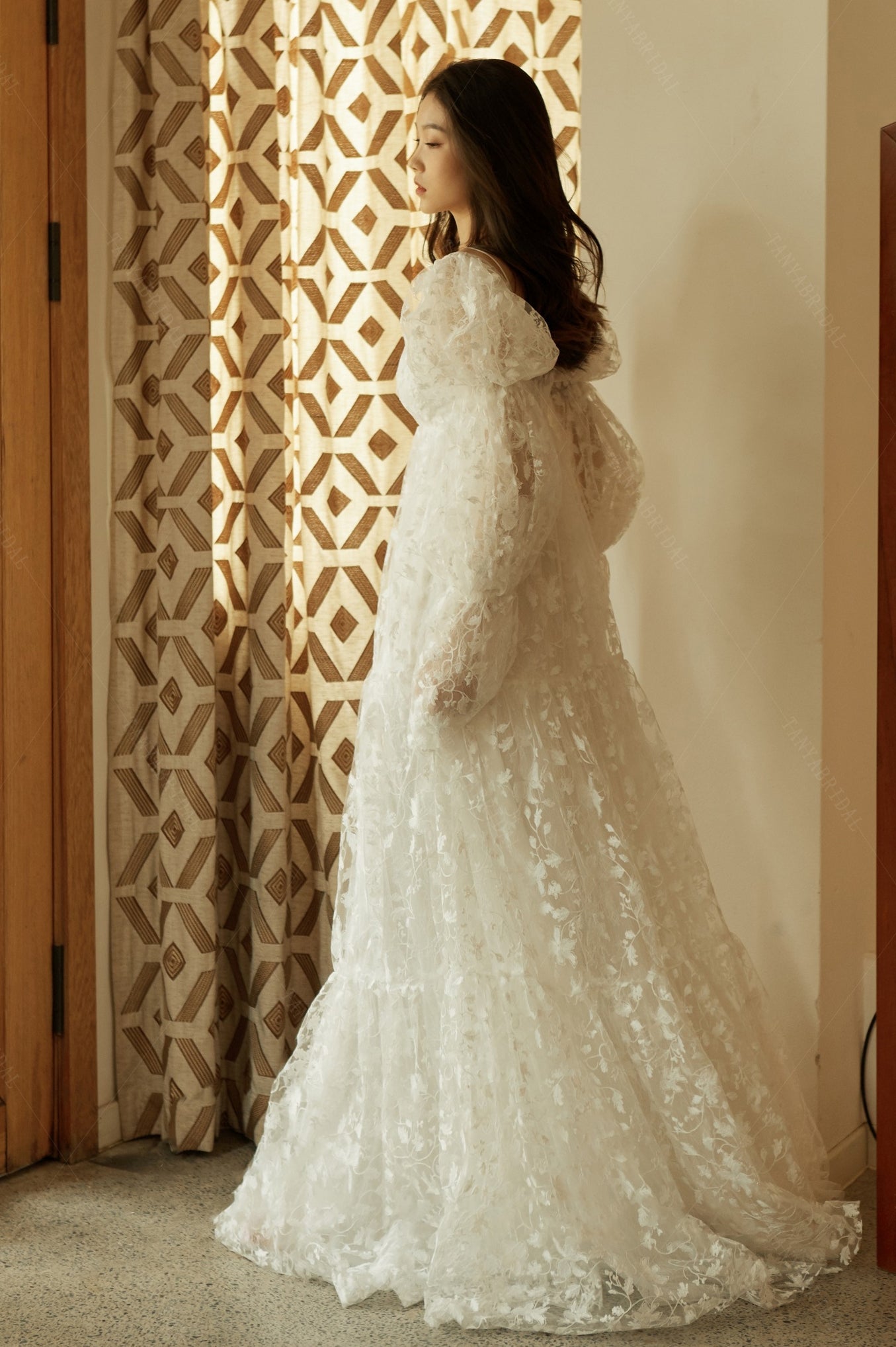 long jacket dresses for weddings Dress With Matching Coat For Wedding Long Flowy Tulle Bridal Jacket Romantic Wedding Cape Layers Wrap