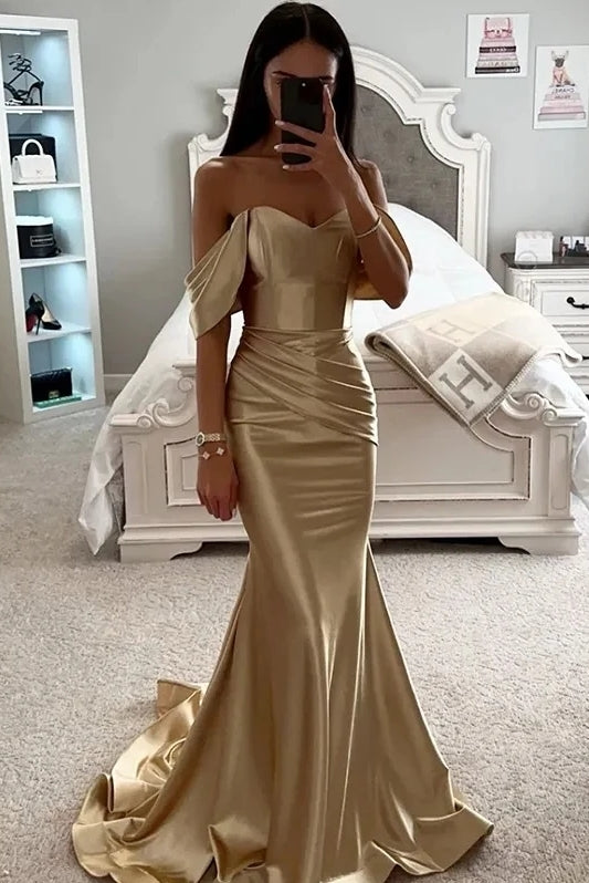 Simple Sexy Evening Dresses Smooth Satin Trumpet Prom Dress - Simple Sexy Evening Dresses Smooth Satin Trumpet Prom Dress -