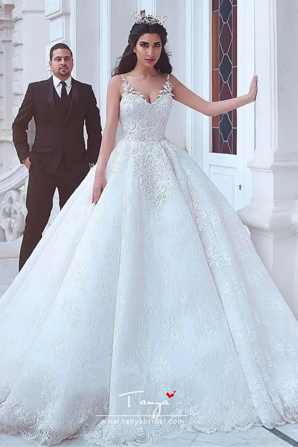 arabic luxury wedding dresses Elegant Long Sleeves Lace Muslim Wedding Dresses Arabic Dubai Bride Dress