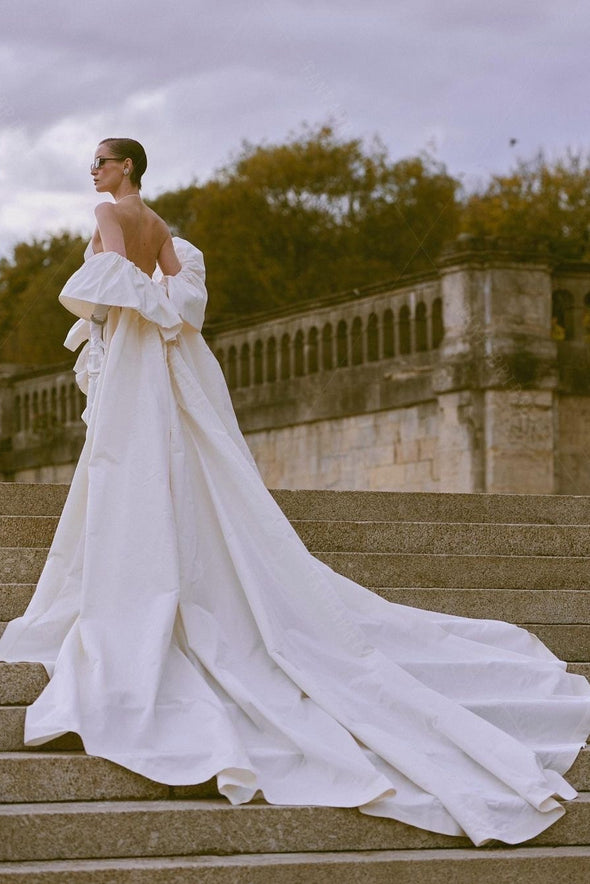 Ivory Long Train Wedding Dress Cape Accessories