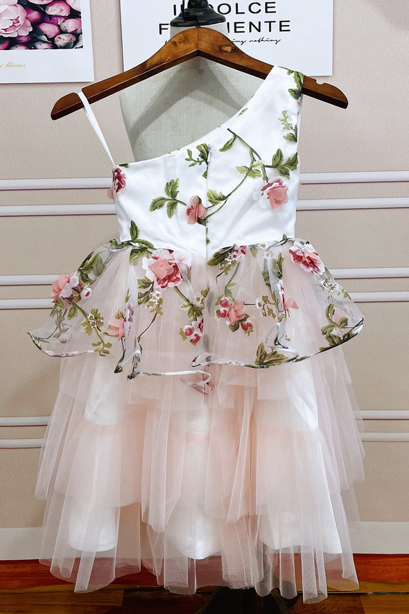 Floral Pink Flower Girl Dresses For Wedding Party Vestido Flores ZF096