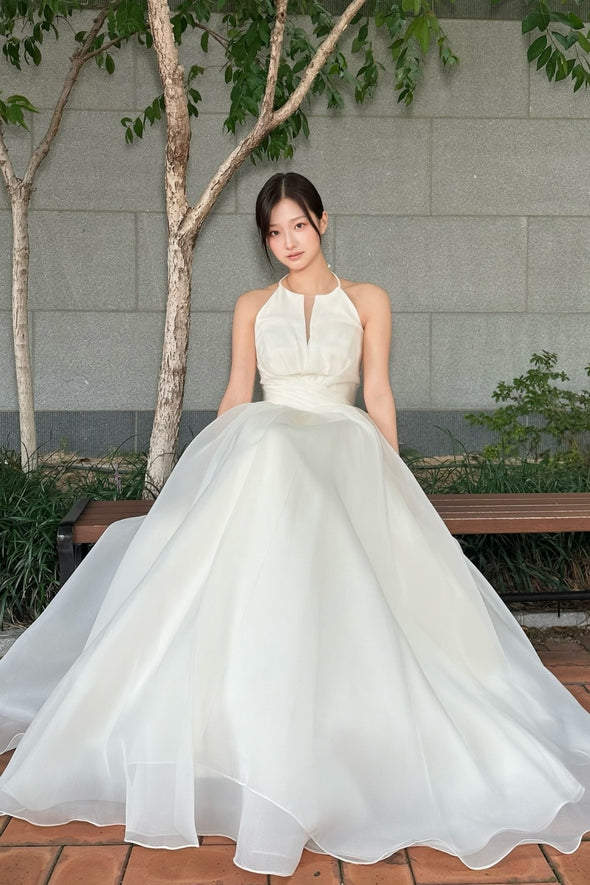 #DZ9309 A Line Strapless Long Organza Wedding Dress
