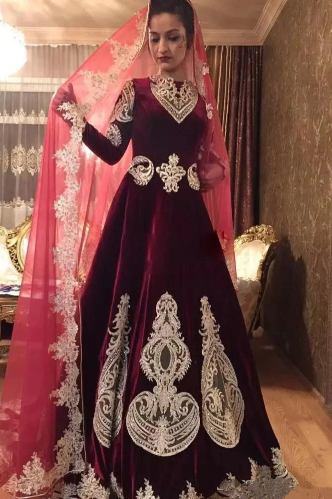 Burgundy Long Sleeve Lace Evening Dresses Party Arabic Dubai Plus Size  Ladies Muslim Women Formal Dresses Evening Gown - Evening Dresses -  AliExpress
