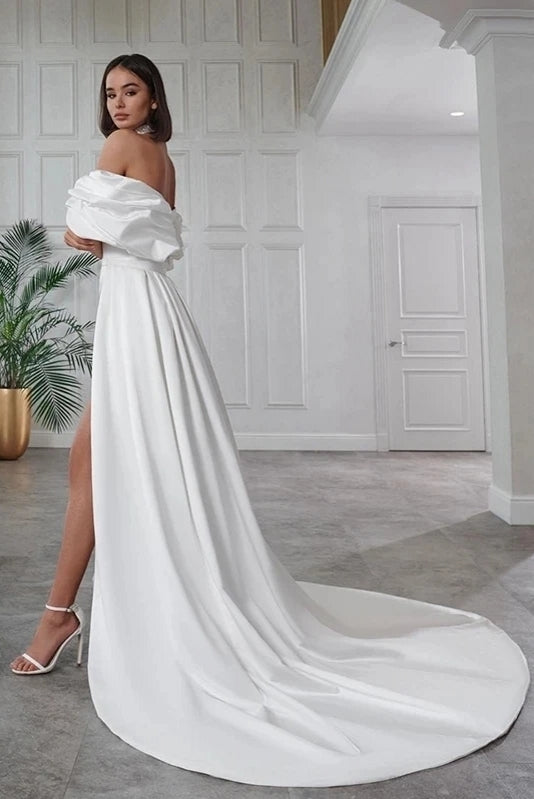 Off The Shoulder Bride Dress Detachable Train