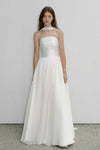 TT693 A Line Strapless Long Wedding Dress With Neck  Scarf
