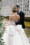 Lace Satin Ball Gown Wedding Dress With Bow Back DW901