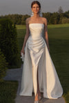 Strapless Sheath Satin Wedding Dresses With Flower Veil DW883