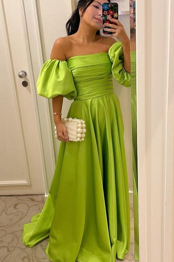 A Line Strapless Sage Green Satin Prom Dress With Detachable Sleeves TANYA BRIDAL A Line Strapless Sage Green Satin Prom Dress With Detachable Sleeves TANYA BRIDAL