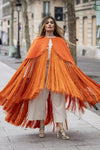 Satin Cape With Super Long Tassel Fringe Outfit ZJ102