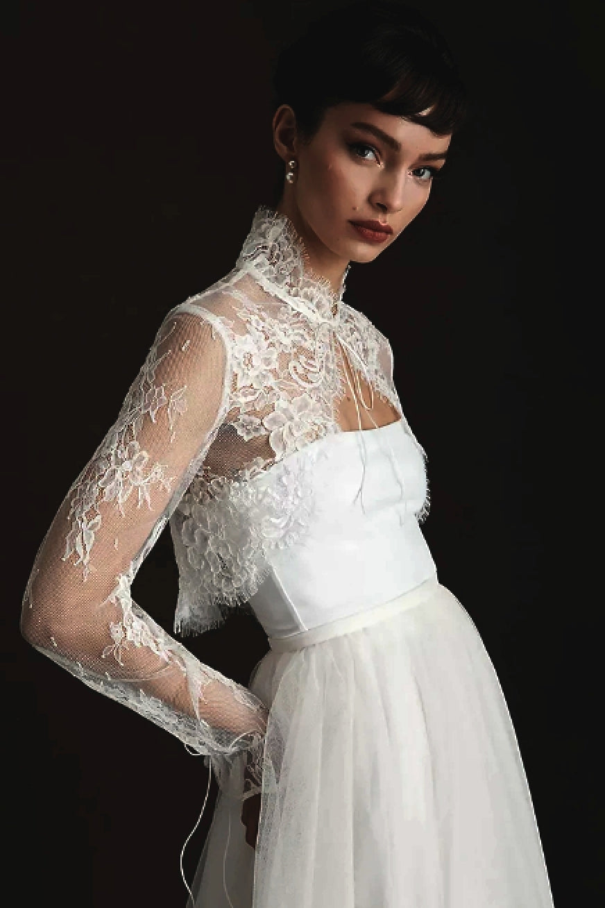 Romantic Lace Long Sleeves Wedding Jacket TANYA BRIDAL Romantic Lace Long Sleeves Wedding Jacket TANYA BRIDAL