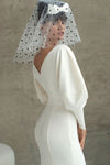 Simple Soft Satin Long Mermaid Full Sleeves Wedding Dress