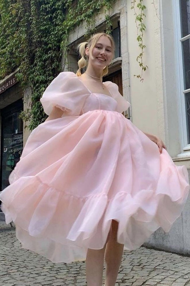 Homecoming Dress Puffy Sleeves New Style Mid Length - Homecoming Dress Puffy Sleeves New Style Mid Length -