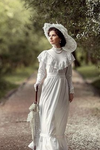 Vintage Long Bohemian Bridal Gown High Lace Neck