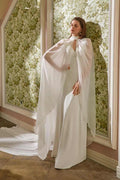 #DZ9429 Long Wedding Cape With High Neck