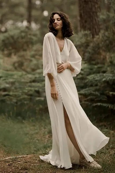 Bohemian Simple Long Wedding Dress Split Gown 242241738