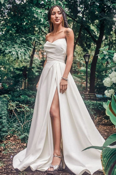 Simple Wedding Dress Side Split A Line