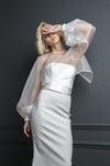 Organza Sheer Wedding Jacket With Long Lantern Sleeves  DJ311