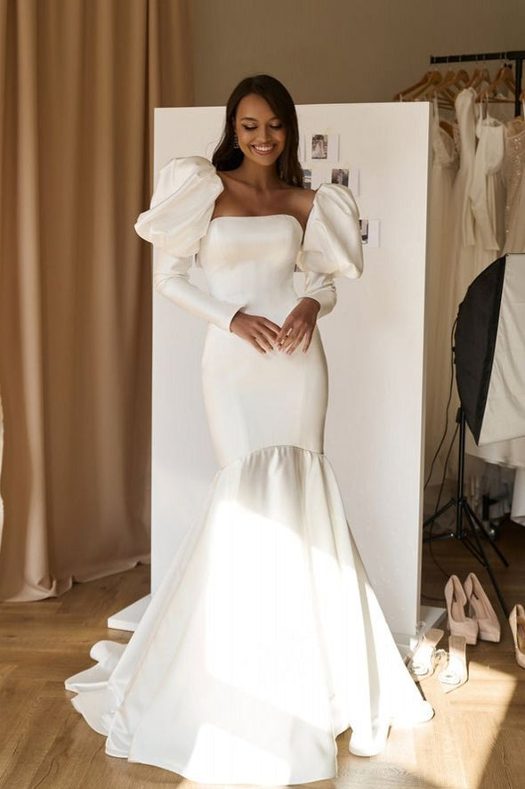 Tanya Bridal Mermaid Long Wedding Dress With Detachable Sleeves