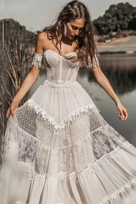 wedding guest lace dress Perfect Boho Lace Wedding Dress – TANYA BRIDAL