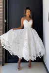 Leaf Lace Homecoming Dress Tea Length