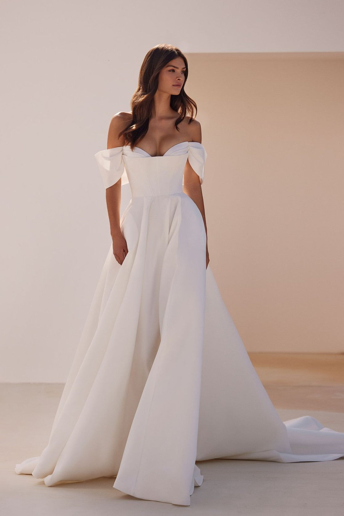 bone corset wedding dress Nox Anabel JE988 Long Strapless Corset A-Line Wedding Gown White / 12