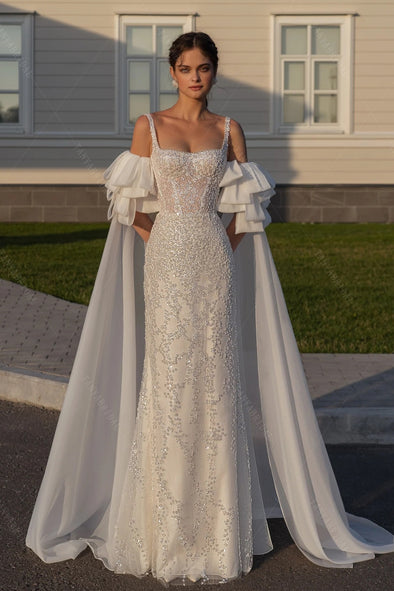 Dreamy Ruffles Bow Detachable Sleeves With Long Ribbon DG317