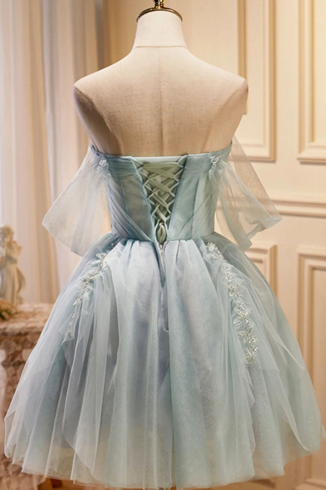 Lovely Mini Tulle Homecoming Dress With Lace Appliques - Lovely Mini Tulle Homecoming Dress With Lace Appliques -