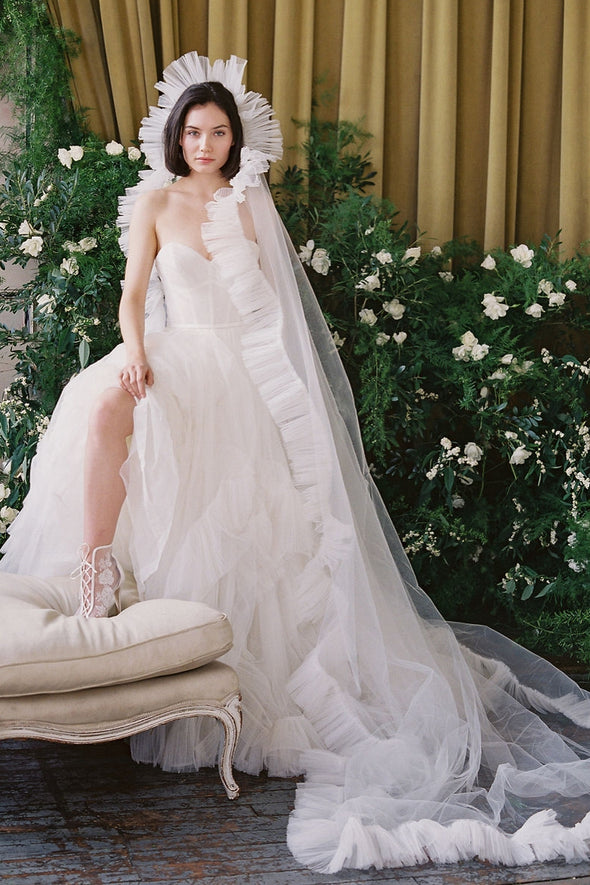 Fairy Wedding Dress Ruffles Edge Tulle Ball Gown