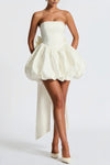 Strapless A Line Satin Homecoming Dress With Bow