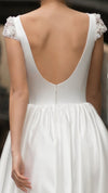 Short Wedding Dress Lace Cape Sleeves Elegant Bridal Gown
