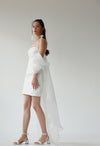 Short Mini Wedding Dresses Organza Sleeves With Long Ribbon  DW827