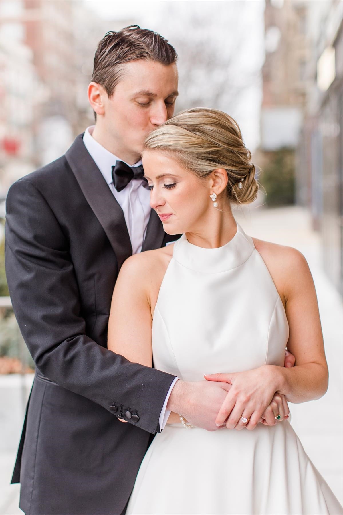 white halter wedding dress White Halter A-line Satin Wedding Dress with Buttons – TANYA BRIDAL
