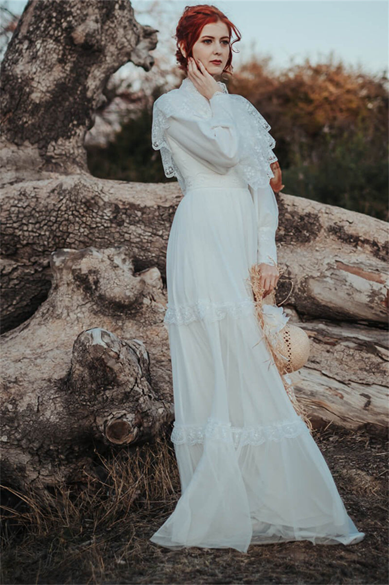 Long Puffy Sleeves Victorian Wedding Dress TANYA BRIDAL Long Puffy Sleeves Victorian Wedding Dress TANYA BRIDAL
