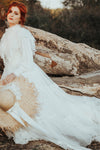 Long Puffy Sleeves Victorian Wedding Dress