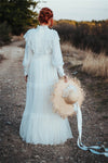 Long Puffy Sleeves Victorian Wedding Dress