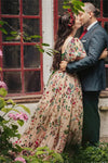 Short Bubble Sleeves Colorful Embroidered Bridal Gown A Line