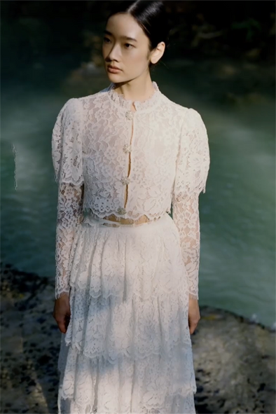 Two Pieces High Neck Crop Top Bridal Gowns