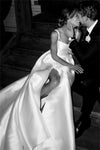 Square Neck Satin Classic Outdoor Wedding Dress