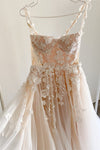 Corset Criss Cross Open Back Embroidered Lace Wedding Dress